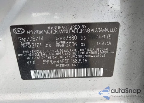 2015 Hyundai Elantra Se из США, поврежденный, VIN 5NPDH4AE5FH583916